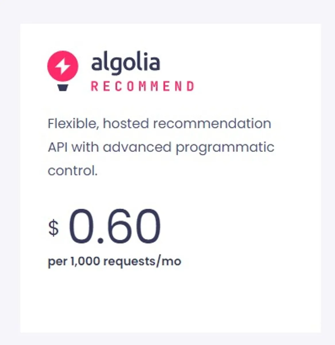 Algolia Recommend Pricing Plan