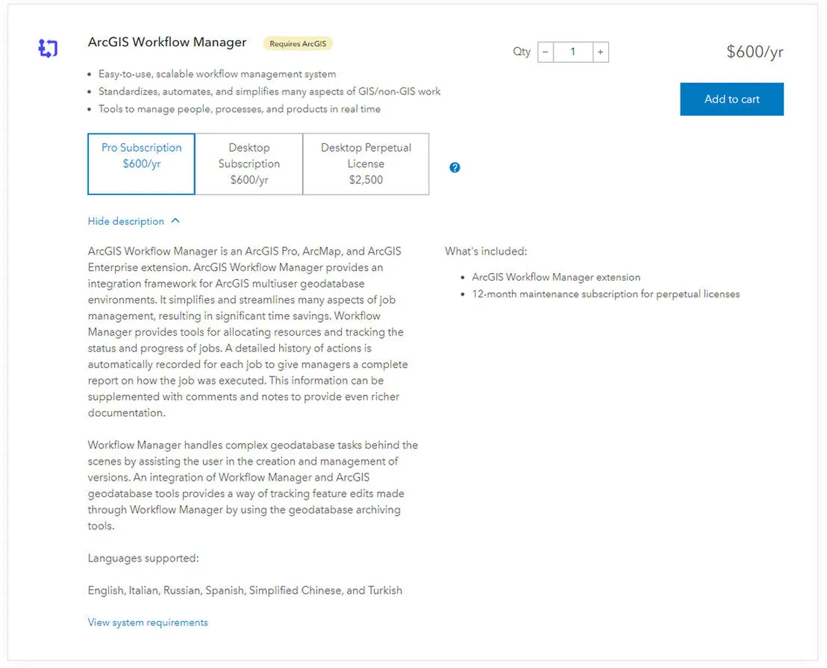 ArcGIS Workflow Manager Pricing Plan
