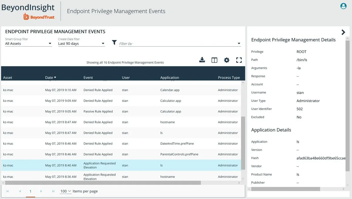 BeyondTrust Endpoint Privilege Management Screenshot