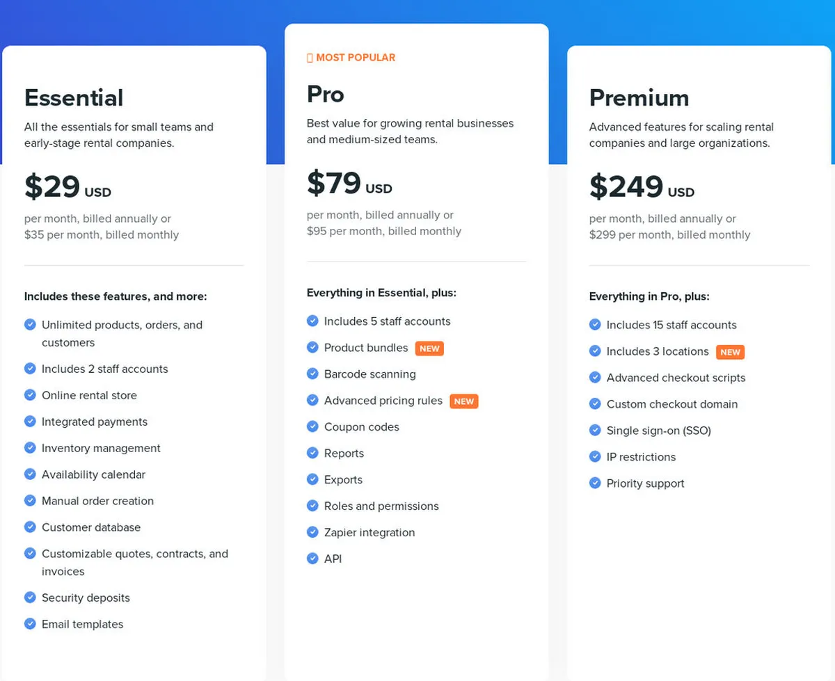 Booqable Pricing Plan