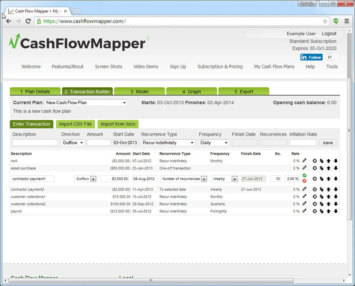 Cash Flow Mapper Features