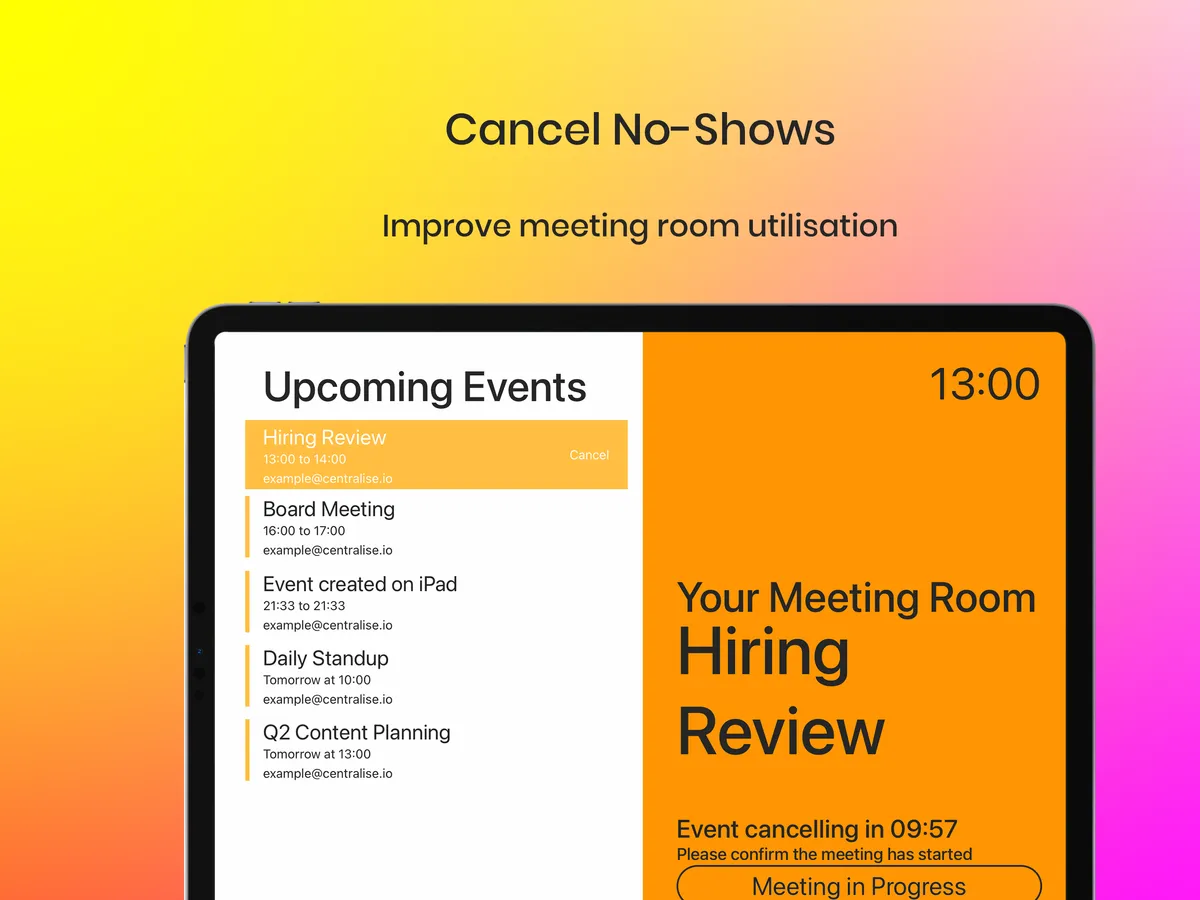 Centralise Meeting Rooms Features