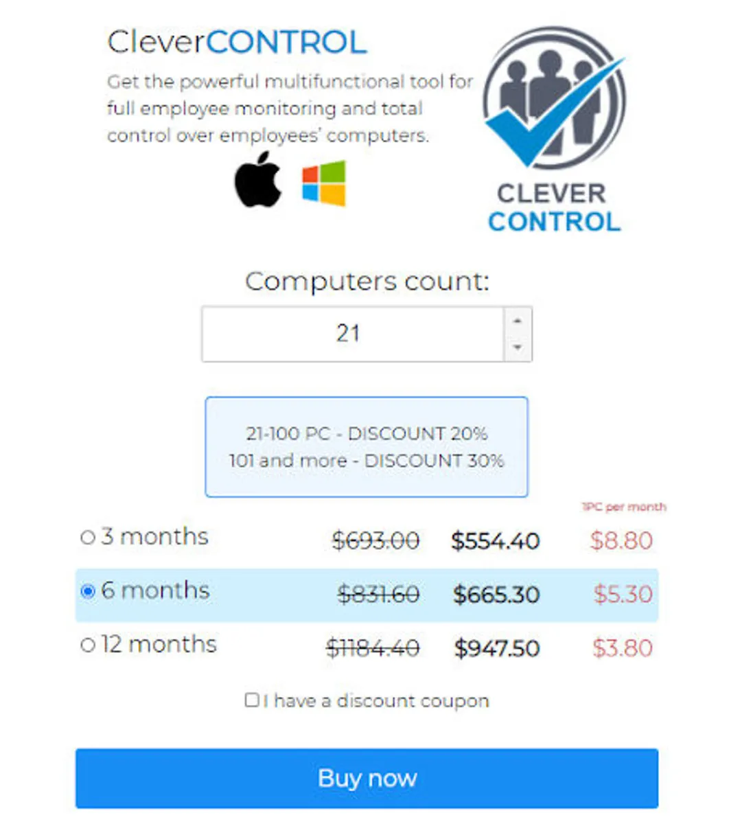 CleverControl Pricing Plan