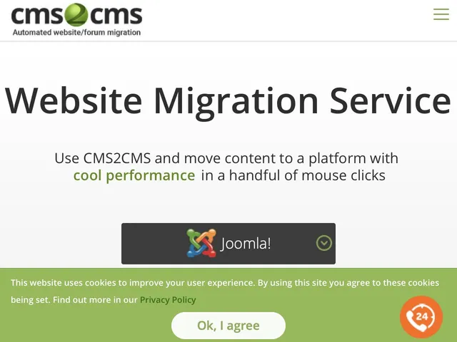 CMS2CMS automated migration service Screenshot