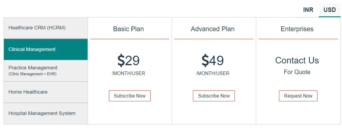 DocEngage Clinic Management Pricing Plan