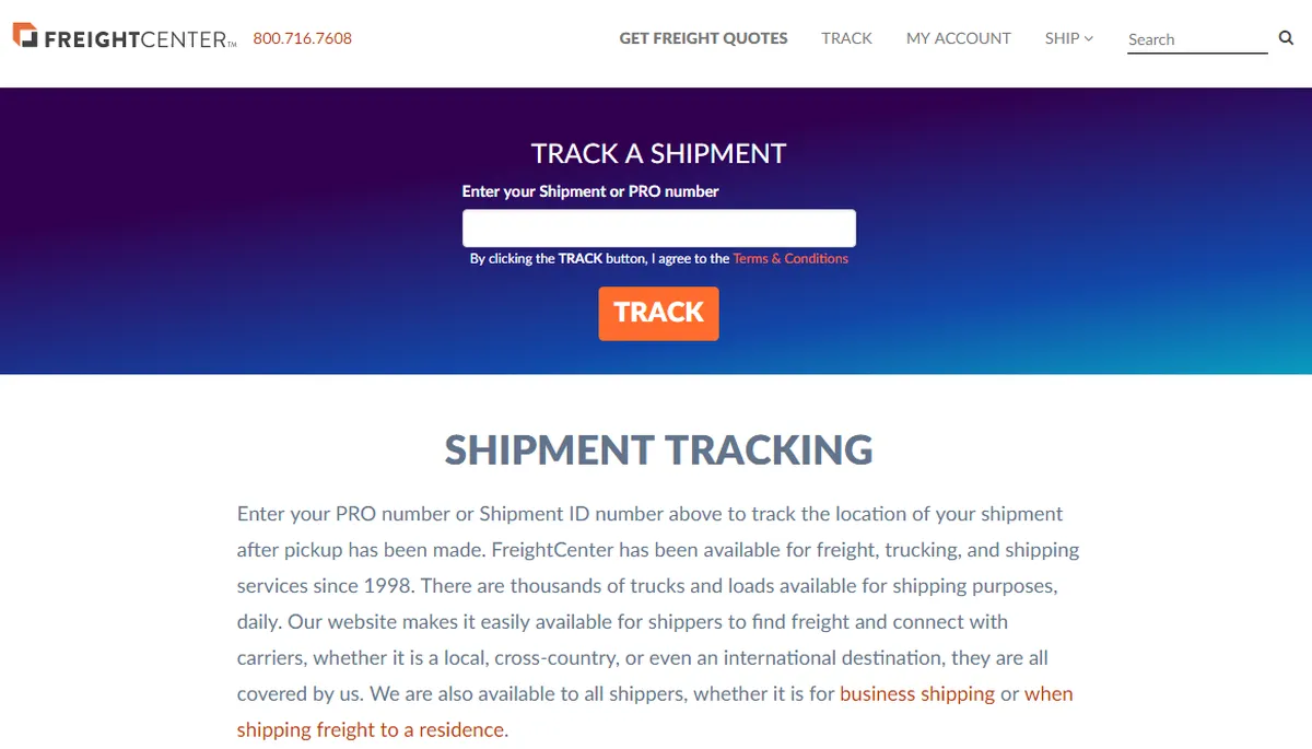 FreightCenter API Features