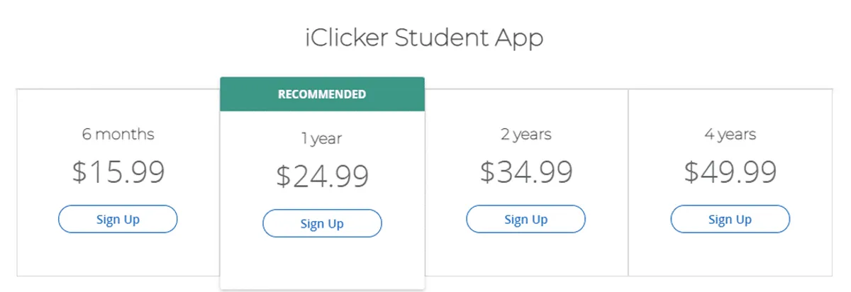 iClicker Pricing Plan