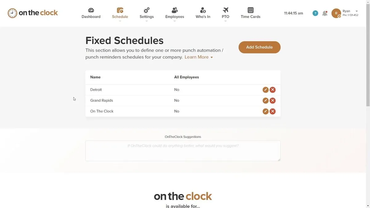 OnTheClock Features