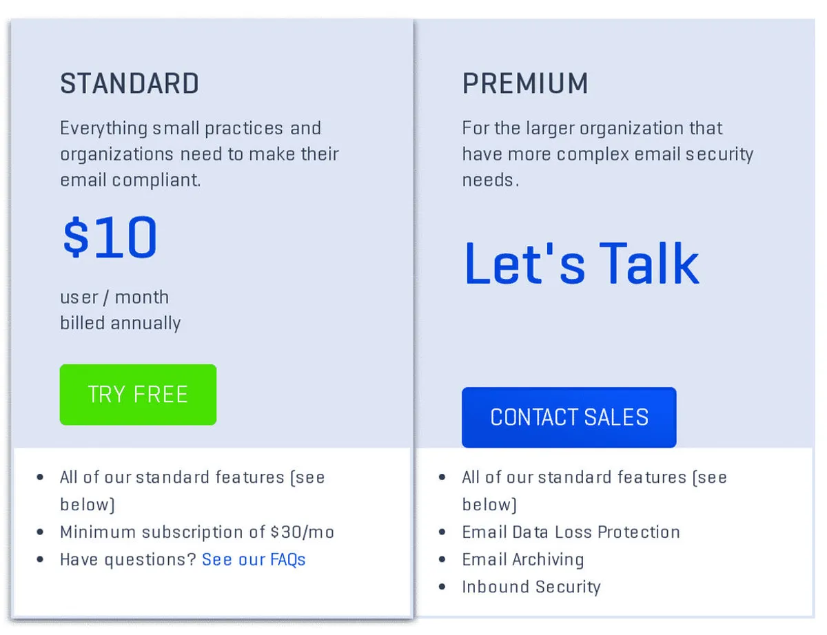 Paubox Encrypted Email Pricing Plan