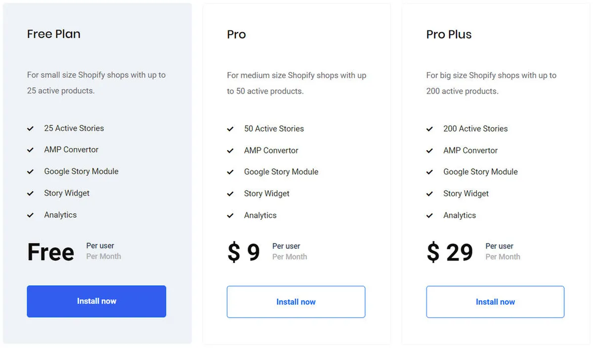 Product Stories Pricing Plan