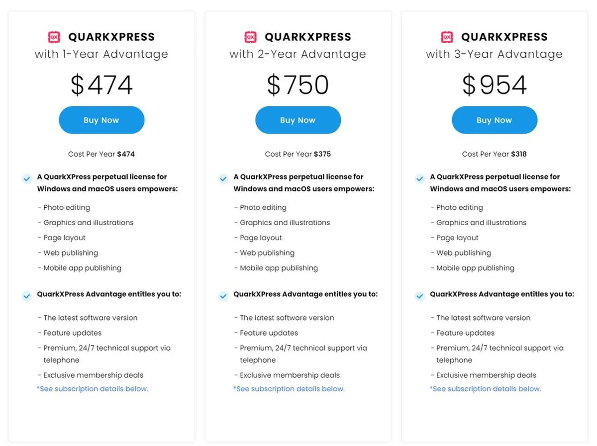 QuarkXPress Pricing Plan
