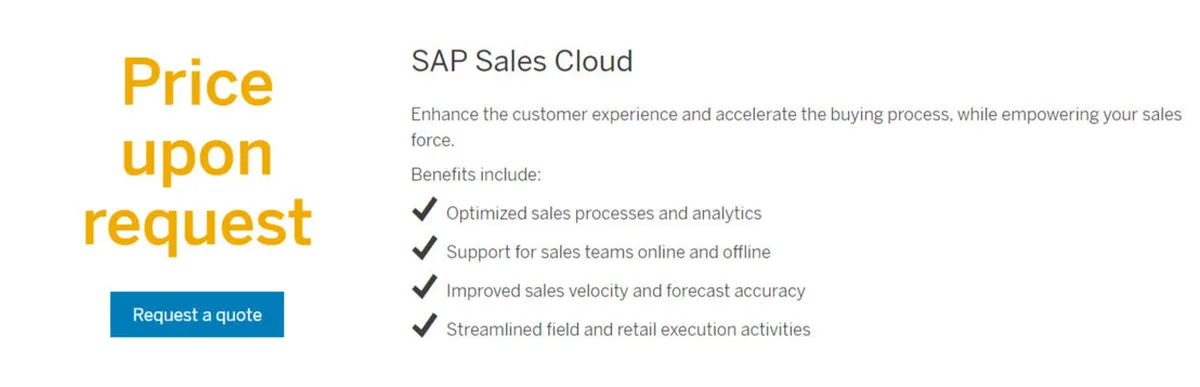 SAP Sales Cloud Pricing Plan