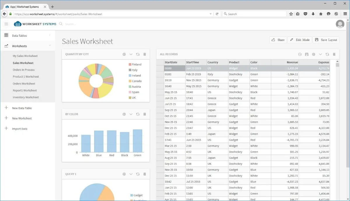 Worksheet Systems Screenshot